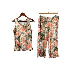 AnyBody Womens Sleeveless Tank & Wide-Leg Pants Set Tie-Dye Pattern Size SP